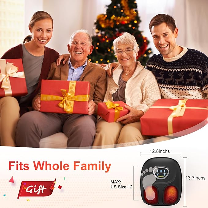 CuPiLo FSA Eligible Foot Massager for Neuropathy, HSA Store Feet Massager with Heat, Vibration & Compression, Deep Kneading for Tired Feet, Birthday Gifts for Women Men（Black）