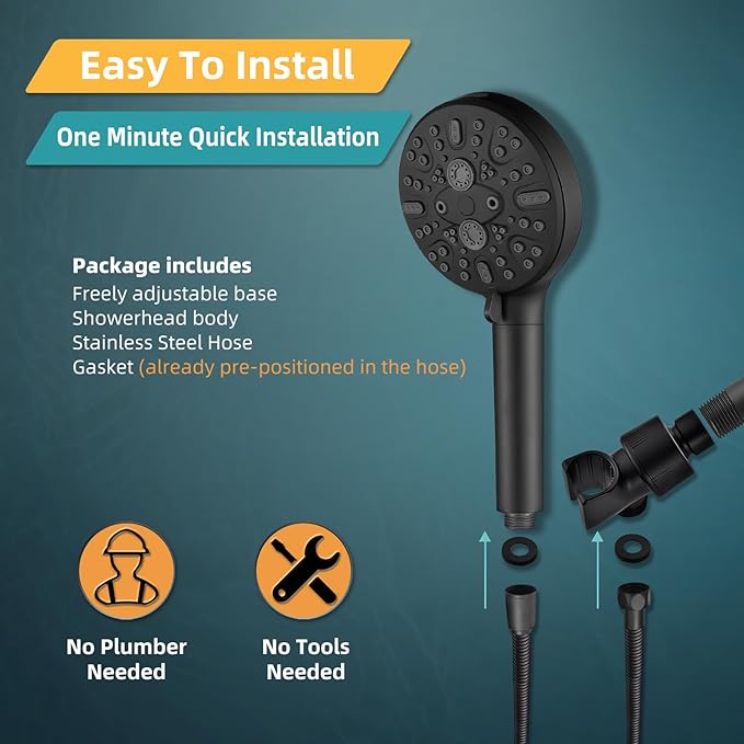 Cobbe Filtered Shower Head with Handheld, High Pressure 9 Spray Mode Showerhead with Filters, detachable shower head, Water Softener for Hard Water Remove Chlorine and Harmful Substance,Matte Black