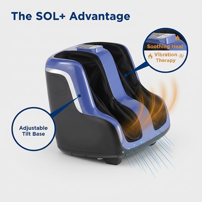 Human Touch SOL+ Foot and Calf Massager with Heat & Vibration – HSA Approved – Patented Figure-Eight CirQlation Technology for Plantar Fasciitis, Swelling, & Poor Circulation – Deep Tissue kneading