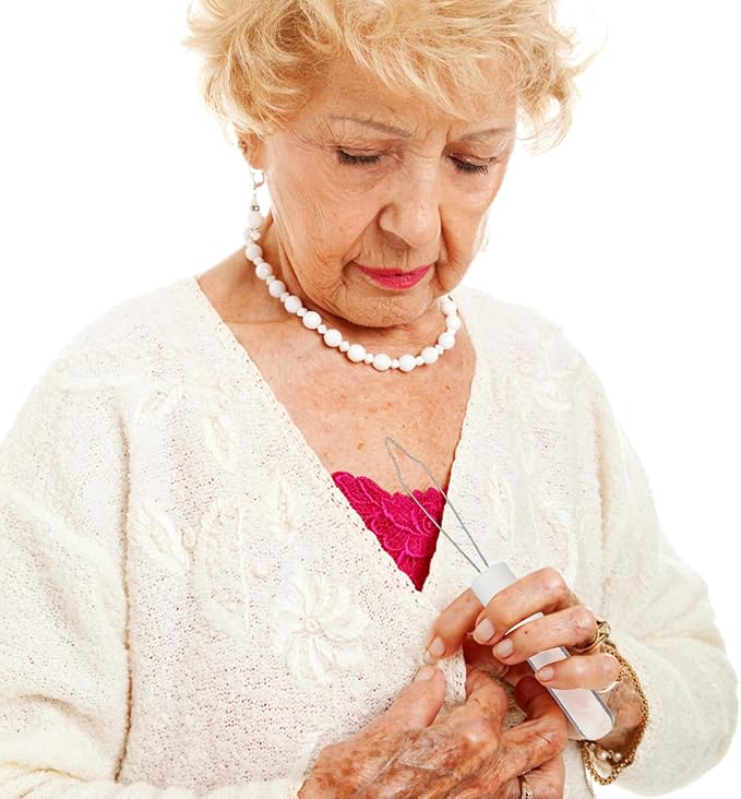 MAGICLULU Button Hook and Zipper Puller Dressing Aid, One-Hand Grip Button Hook Helper for Elderly and Disabled, Lightweight Buttoning and Zipper Assistance Tool for Daily Living