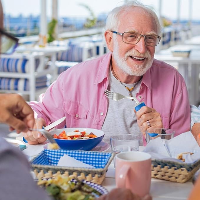 Adaptive Utensils (3-Piece) - Bendable Adaptive Utensils Weighted Stainless Steel Set, Non-Slip Handles for Hand Tremors, Arthritis, Disabled People,Parkinson’s or Elderly,Knives, Fork, Spoons