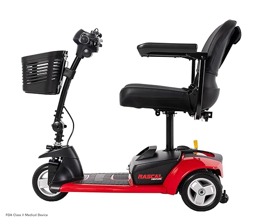 Rascal Venture 3-Wheel Portable Mobility Scooter for Travel, Easy Disassembly, Compact Design, 300 lb Capacity, Battery Included