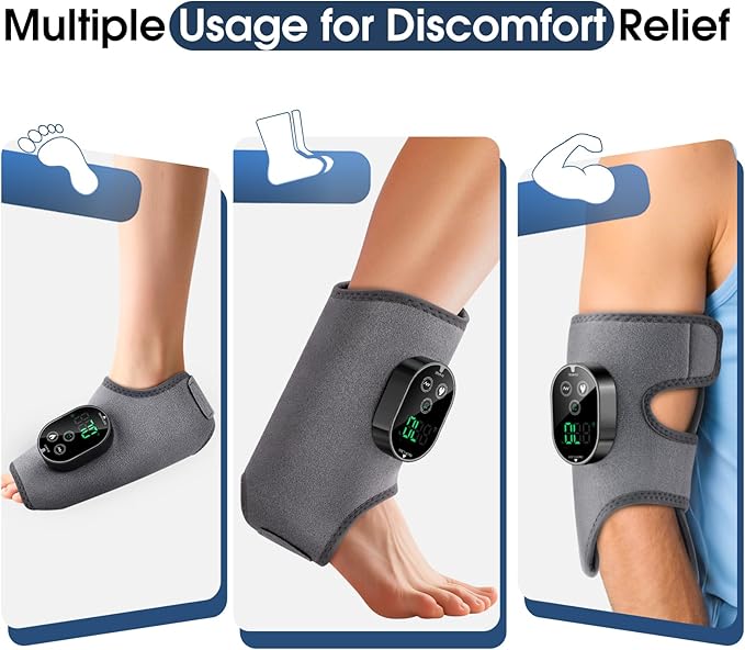 Foot Massager for Neuropathy, Ankle Massager for Pain Relief, Heated Ankle Wrap Heating Pad with Massage for Circulation Grey