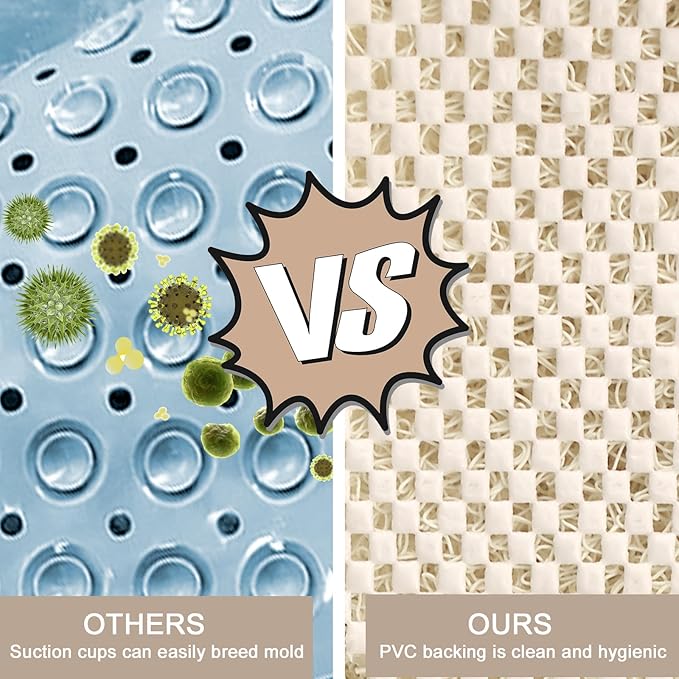 Shower Mat Non Slip, Round Shower Mat for Inside Shower, Non Slip Bathtub Mat, Fast Drying Bath Tub Mats, Loofah Mat for Shower Bathroom, Quick Drying, Resistant (Beige, 24 x 24 Inch)