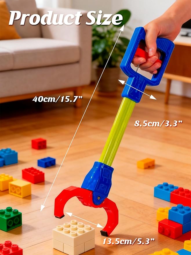 Claw Grabber Toy for Kids, Blue Robot Arm Hand Claw Pickup Tool, 15.7 Inch Flexible Grabber Claw, Interactive Mechanical Hand Toy