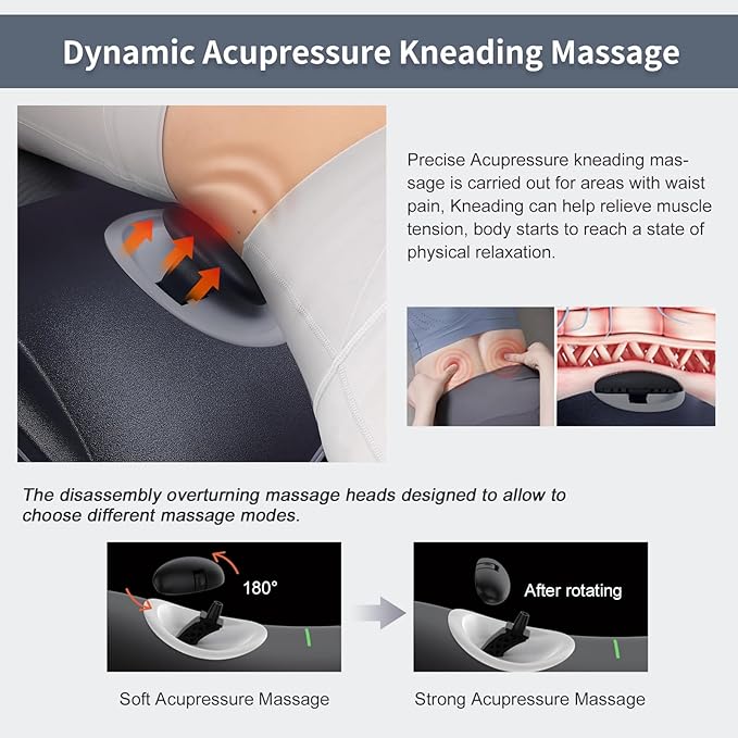 ALPHAY Multifunctional Lumbar Traction Device with Dynamic Lumbar Stretching & Knead Massage, Heat & Vibration Physical Therapy, Lower Back Massager Lumbar Traction at Home, Office, Waist Pain Relief