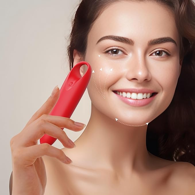 Portable Handheld Electric Back Massager - Mini Waterproof&Rechargeable Handheld Deep Tissue Neck (Rose red)