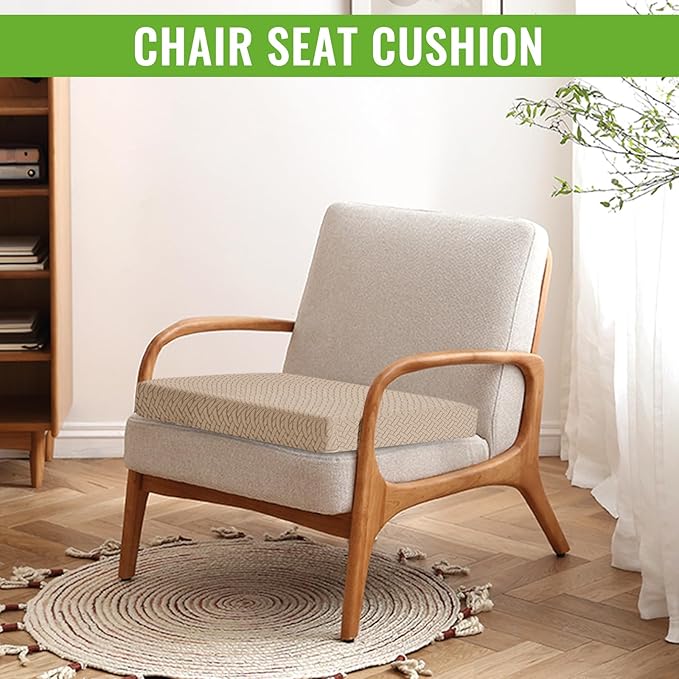 Recliner Cushions for Long Sitting Foam Seat Cushion Soft Tufted Layer for Elderly Seniors, Recliner Chair, Floor Pillow, Office Chair, Car, No Pressure on Thighs, 20X20X3 Inch - Knitted Khaki
