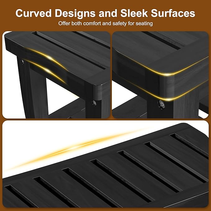 Bamboo Black Shower Bench Stool Shower Chair Seat Adult Women Her Sister Aunt Wife Hustband Lady Auntie Titi Bestie Soul Happy Christmas Xmas Birthday Gifts Cool Unique Aesthetic 30 40 60 70 Year Old