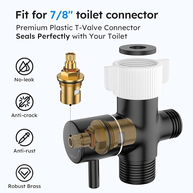 Arofa Handheld Toilet Bidet Sprayer for Toilet-Adjustable Water Pressure Control with Bidet Hose for Feminine Wash, Stainless Steel Brushed Nickel Bidet Faucet Cloth Diaper for Baby Wash, Black,3 Pack