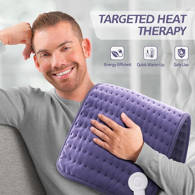 Heating Pad for Pain Relief | Electric Heat Pad for Back, Neck, Shoulder & Cramps | 6 Heat Settings, Auto Shut-Off, Moist & Dry Heat Options | Machine Washable, 12” x 24” | Ideal Gift for Men & Women