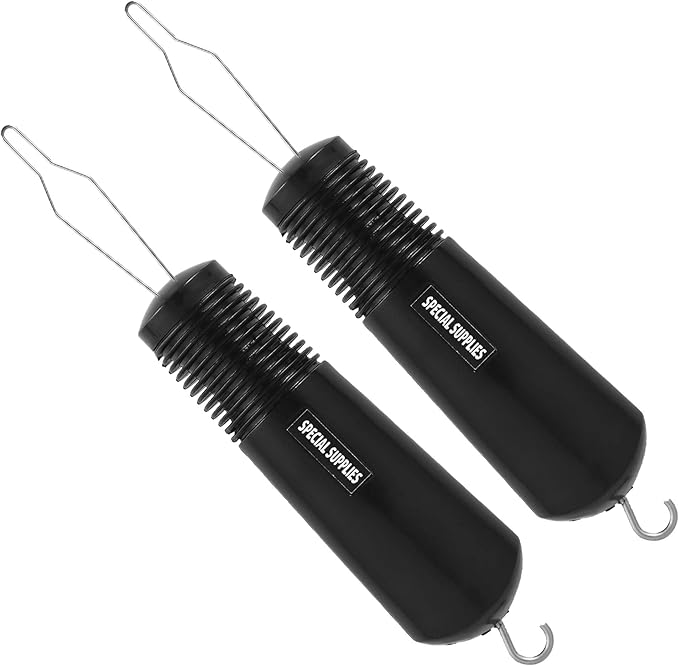 Special Supplies Button Hook (2 Pack) Wire Loop Pull Through - Shirt, Dress, Collar - Non-Slip, Ribbed Grip for Seniors, Arthritis Sufferers - Wide Gripper, Puller Dressing Aid (Universal)