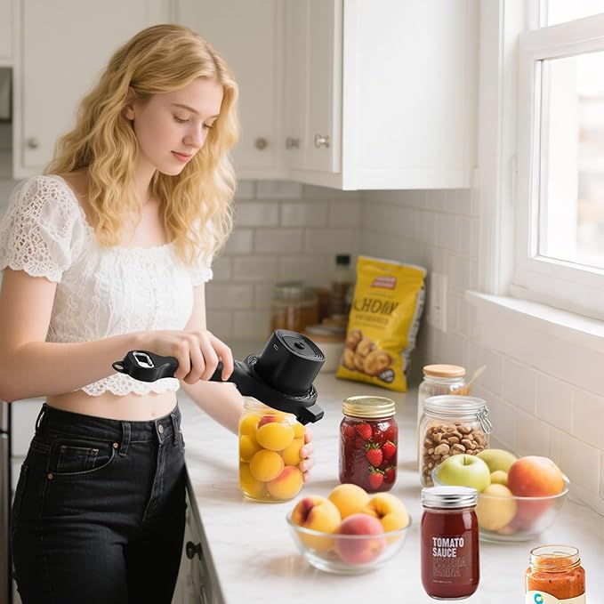 Electric Jar Opener, Bottle Opener, Smoothly Electric Adjustable Design, Comfortable Easy-Grip Handle, Multifunctional for Seniors & Weak Hands & Kids, Gift for Mother