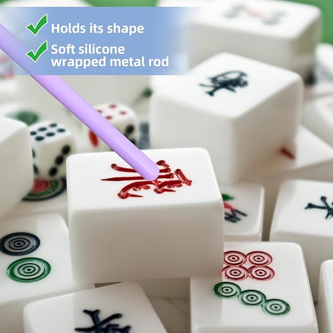 6 Pcs Silicone Mahjong Tile Grabbers Sticks, 14cm Mahjong Accessories Easy to Reach and Pick Up, Tile Grabbing Tools for Seniors Beginners, Family Game Night Home, Parties, Entertainment
