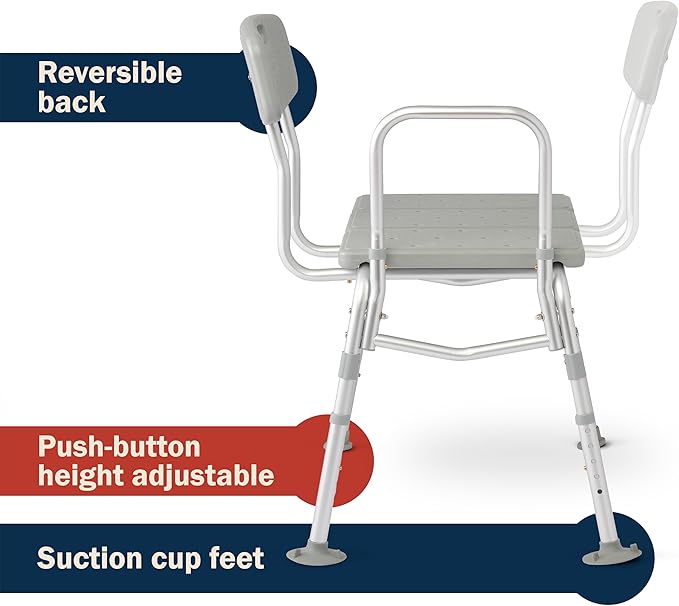 Dr. Dunley Tub Transfer Bench, 400 lb Capacity Bath & Shower Seat, Tool-Free Assembly, Anti-Slip Suction Feet, Lightweight Frame, for Seniors & Mobility Assistance