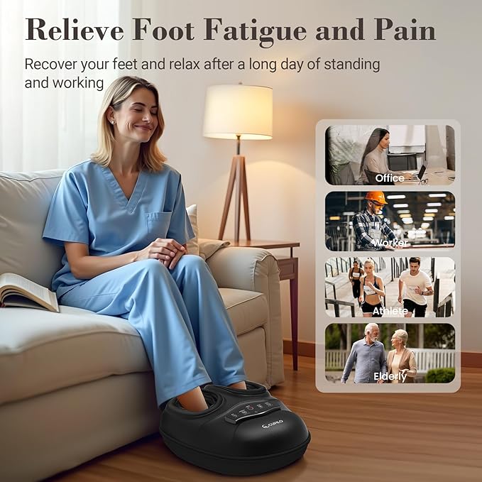 CuPiLo FSA Eligible HSA Foot Massager with Heat [Remote Control], Shiatsu Foot Massager Machine with 5 Compression Levels, Electric Feet Massager for Foot Pain Relief, Gifts for Elderly Senior Parents