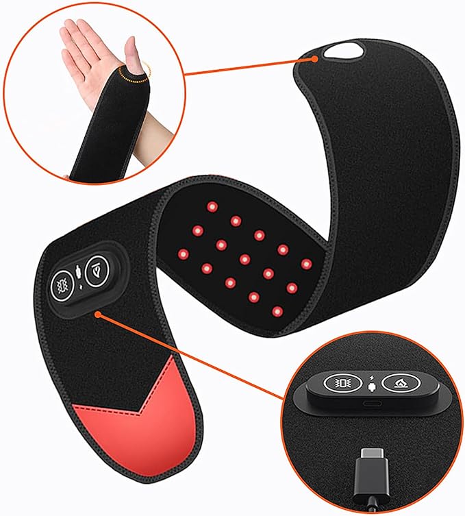 Rechargeable Cordless Wrist Massager with Heat and Compression, 3000mAh Battery for Arthritis Carpal Tunnel Pain Relief, Wireless Heating Pad Ideal for Seniors
