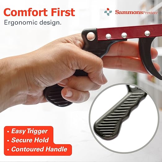 Sammons Preston Reacher, 26" Lightweight Grabber Reacher Tool with Magnetic Tip, Ergonomic Grip & Claw Jaw, Portable Reaching Aid for Seniors, Daily Living & Home Use, Standard Red, 2 pack