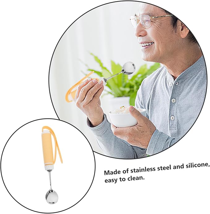 minkissy Adaptive -Shaking Spoon for Seniors Non- Stainless Steel Utensil with Swivel Design Ergonomic Eating Aid for Weak Hands Easy to Clean and Secure Grip
