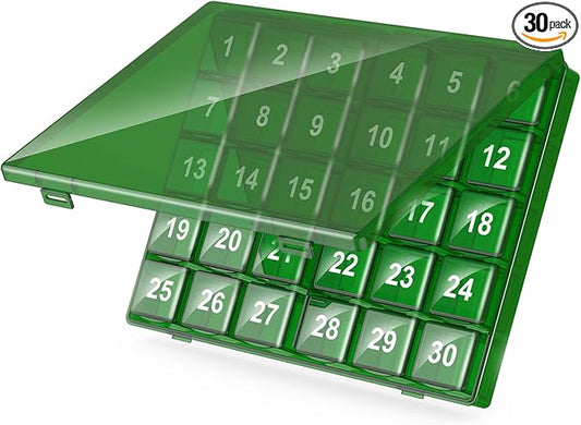 Monthly Pill Organizer Once a Day - 30 Day Pill Organizer Box - Easy to Open - Large Compartments Portable Case for Travel, Month Pill Cases Medicine Organizer for Vitamin (Bronze - Dark Green)
