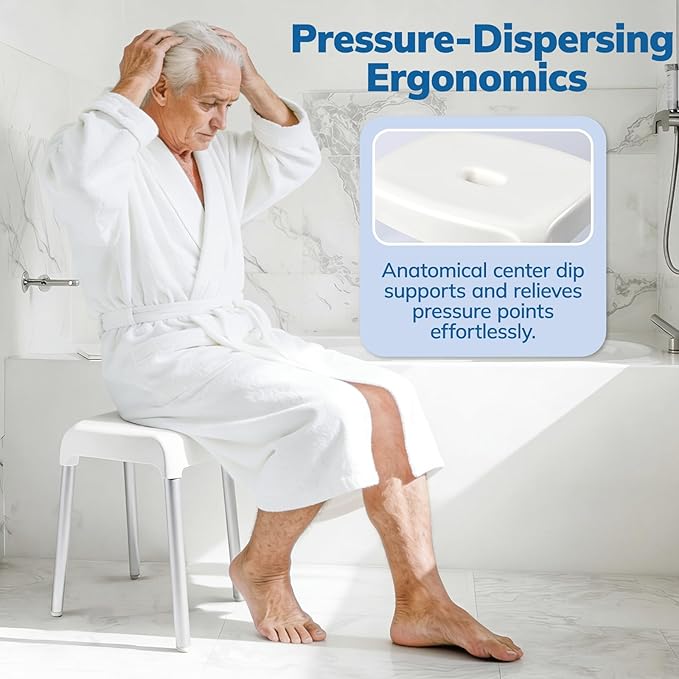 Umimile Shower Stool for Inside Shower - Fixed Height, Sturdy 330 lb Bath Seat - Anti-Slip Safety Shower Stool for Elderly and Disabled, Tool-Free Assembly (Height: 15.8")