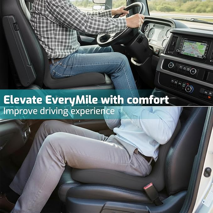 Memory Foam Seat Cushion,Office Chair Cushion with Lumbar Support for Back Pressure Relief, Car Seat Cushion with Adjustable Strap,Sciatica Pad Cushions for Car,Truck, Desk,Gaming Chair