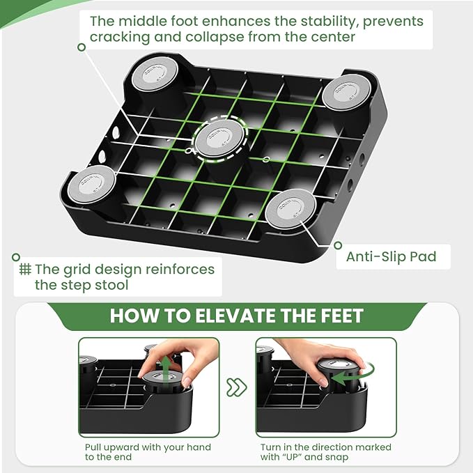 SOYO Mobility One Step Stool, Heavy Duty Indoor Outdoor Non-Slip Small Step Platform Assistive Device for Adult Elderly, Standing Support and Step Riser for Car, Bed, Door, Stair, Bathroom Black-White
