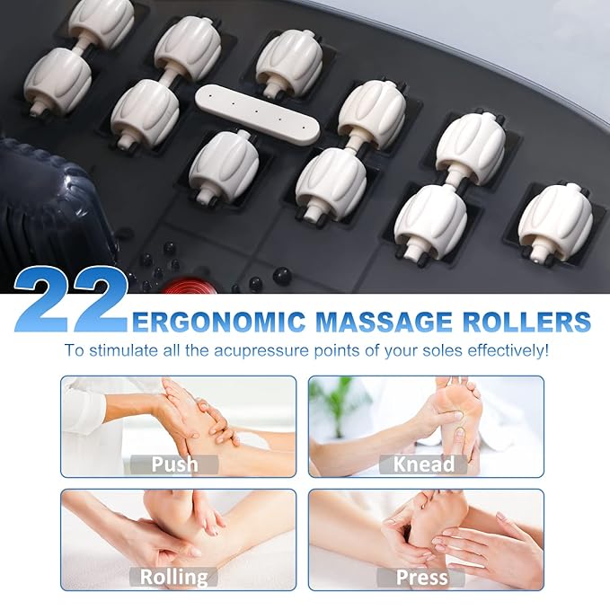 ECARBME Foot Spa Bath Massager with Heat, Foot Bath with 22 Massage Rollers, Temperature Control, Jets, Bubbles, Epsom Salt and Vibration, Pedicure Foot Spa for Relaxation - Black
