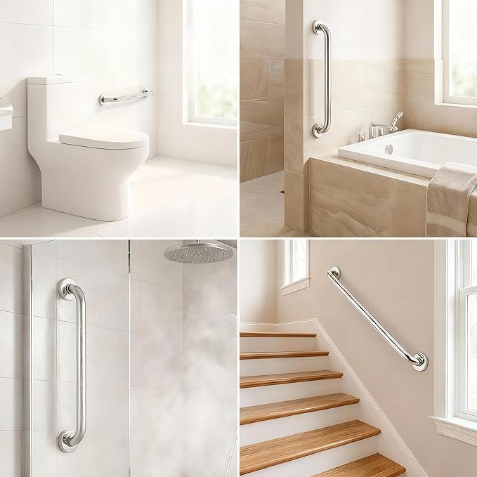 Grab Bars for Shower, 16 Inch Grab Bar for Bathroom Seniors Elderly Safety Handle 304 Stainless Steel Anti-Slip, Handicap for Bathtub,Toilet, Stairway