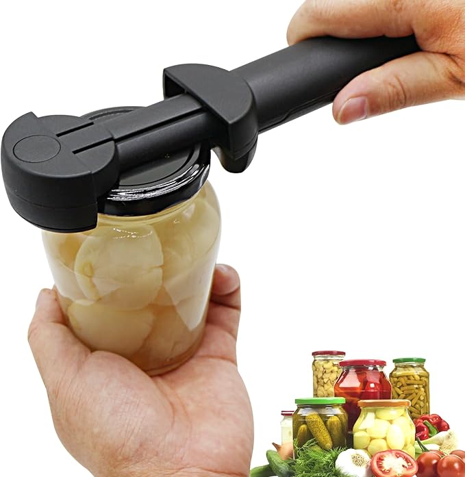 Multifunctional Retractable Bottle Opener Multi 6 in 1, Adjustable Jar Opener, Kitchen Wine Opener Gadgets(Black)