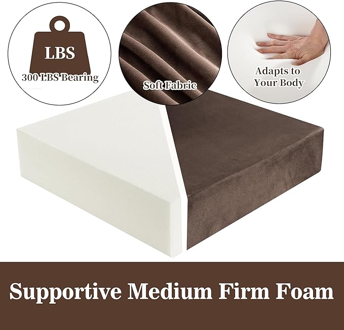 HOMBYS Foam Recliner Chair Cushions for Elderly, 4" Thick Chair Pads with Back Support for Office, Non-Slip Medium Firm Seat Cushion with Lumbar Pillow (Brown, 21.5" Backrest)