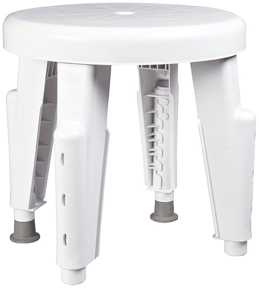 SP Ableware 727152000 Round Shower Stool, Adjustable Leg