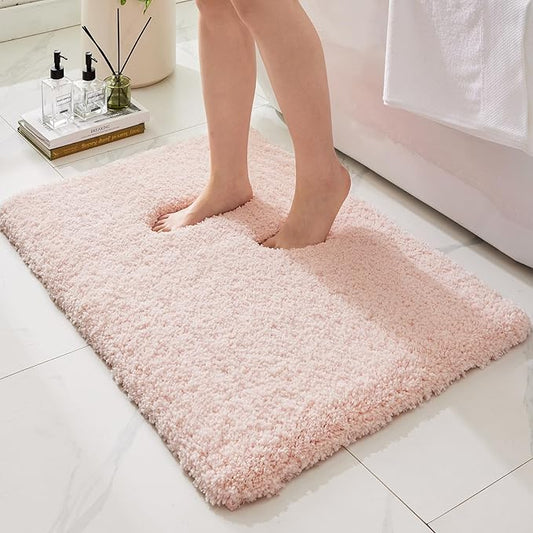 Bathroom Rugs Non Slip Washable 36x24, Ultra Thick Soft Microfiber Absorbent Bath Mats, High Density Foam Latex Non Slip Backing Bath Rugs, Fluffy Floor Carpet for Tub&Shower, Sakura