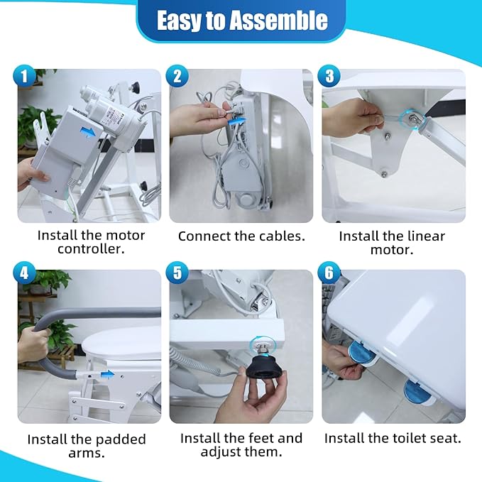 Lift Toilet Seat for Elderly with Padded Arms, Dual Motors Electric Sit to Stand Lift for Elderly and Disabled, Toilet Seat Lift Supports Up to 440lbs