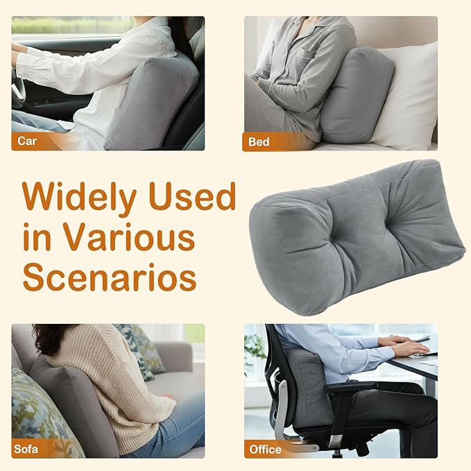 Lumbar Support Pillow Small Lower Back Pillow for Office Chair, Car Seat, and Desk Chair Ergonomic High-Elasticity Cushion for Pain Relief and Comfort on Sofa, Bed, or Travel (Blue)