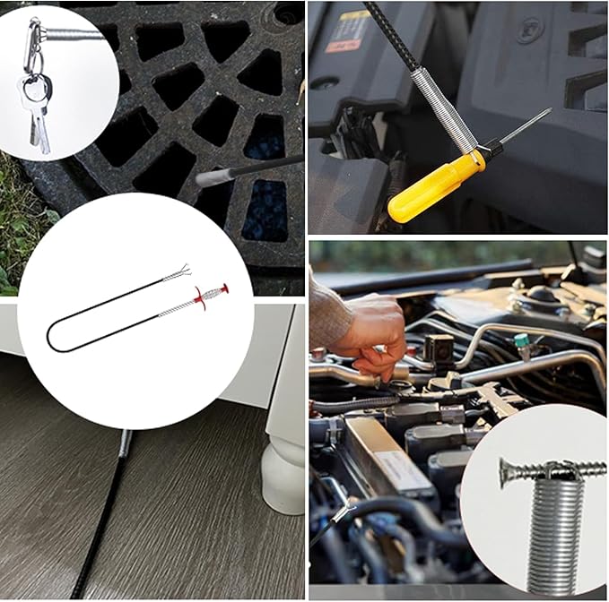 Drain Snake,118 inch Flexible Grabber Claw Pick Up Reacher Tool,Drain Clog Remover - Gutter Cleaning Tools for Home Sink, Bathroom Tub,Drain, Toilet, Tight Spaces