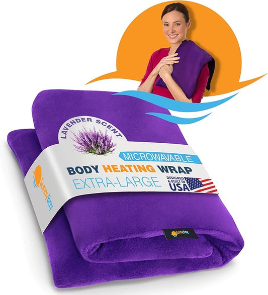 SunnyBay Lavender Microwave Heating Pad, Microwavable Heavy Weighted Full Body Moist Hot Pack and Washable Fleece Cover, 10x24 Inches, 4 lbs, Purple