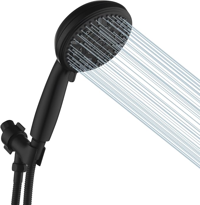 Handheld Shower Head 10 Mode Shower Heads with Handheld Spray High Pressure Shower Head Handheld with Brass Swivel Ball Bracket Showerheads Matte Black