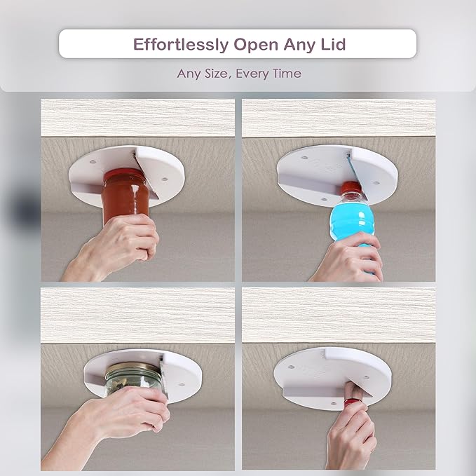 20 Pack Jar Opener for Seniors - Under Cabinet Jar Openers for Weak Hands, Easy Grip, Arthritis jar opener, One Handed Gadgets & Bottle Opener - Essential Kitchen Gadgets for Home Assistance