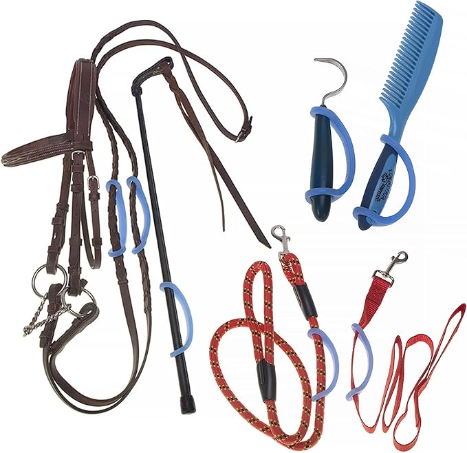 EazyHold Blue Silicone Universal Cuff, Assistive Hand Grip Holder for Special Needs, Cerebral Palsy, Handicap, Pediatric Mobility Daily Living Aid, Therapy Equipment with Adaptive Handles 2-Pack 5.25"