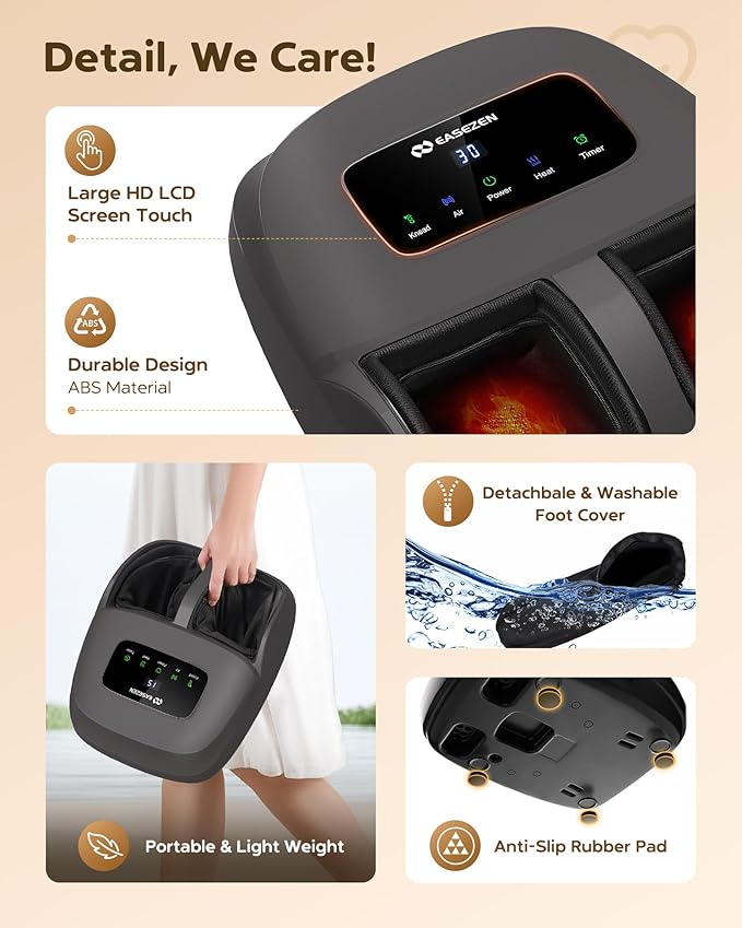 EaseZen Shiatsu Foot Massager with Heat & Remote, 2026 Upgraded Deep Kneading Foot Massager for Plantar Fasciitis, Neuropathy & Tired Feet, Fits Up to Size 14, Gifts for Mom