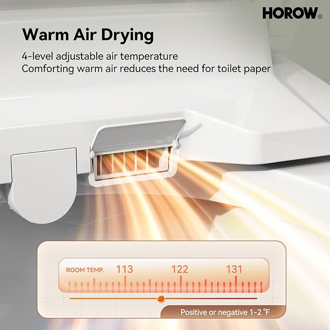 HOROW T0338W One Piece Toilet with Smart Seat, Elongated ADA Height Toilets with Heated Seat, Luxury Smart Toilet with Bidet Built-in, Dual Flush 12'' Rough-in, Standard White Toilet
