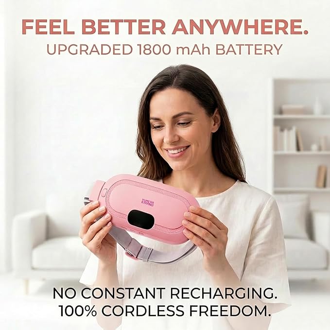 Heating Pad for Period Cramps – FSA-HSA Eligible – Cordless Portable Electric Wearable Heating Belt with Massage – USB Rechargeable Heat Wrap for Menstrual Pain Relief, Back, Abdomen, PMS