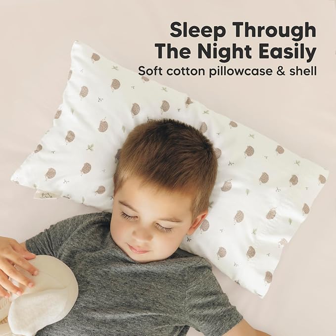 Toddler Pillow with Pillowcase - 10x18 My Little Dreamy Kids Travel Bed Pillows for Sleeping, Organic Cotton Small Pillowcase, Soft & Breathable, Machine Washable, Toddlers 2-5 years old (Flora Vale)