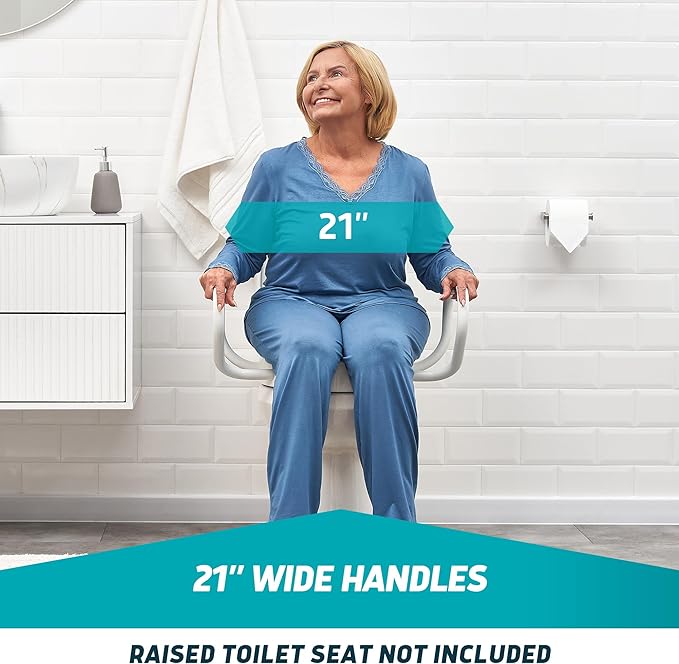 Lunderg 21" Handrails Replacement for Round Raised Toilet Seat - Raised Toilet Seat Not Included