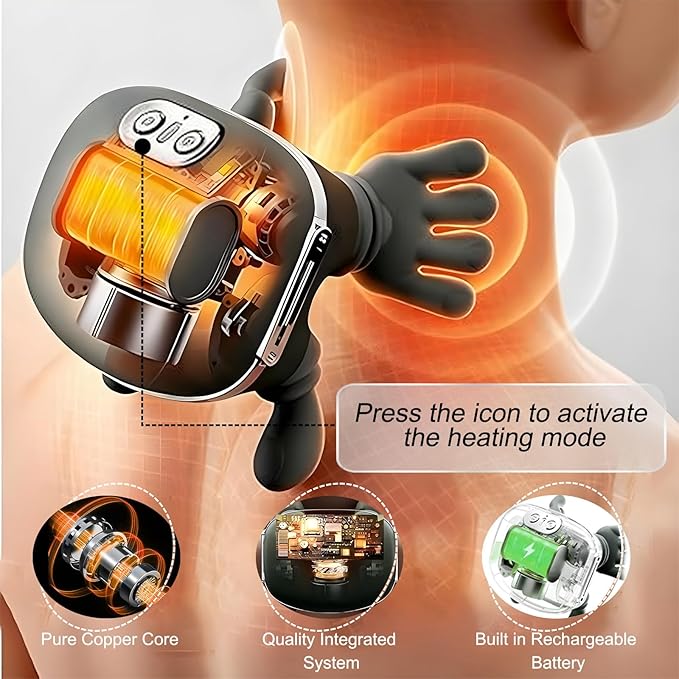 Neck Massager, Shiatsu Neck and Back Massager with Heat, 4D Kneading Simulated Human Hand Design Electric Deep Tissue Massage, Portable Body Massager for Shoulder, Pain Relief & Muscle Relax