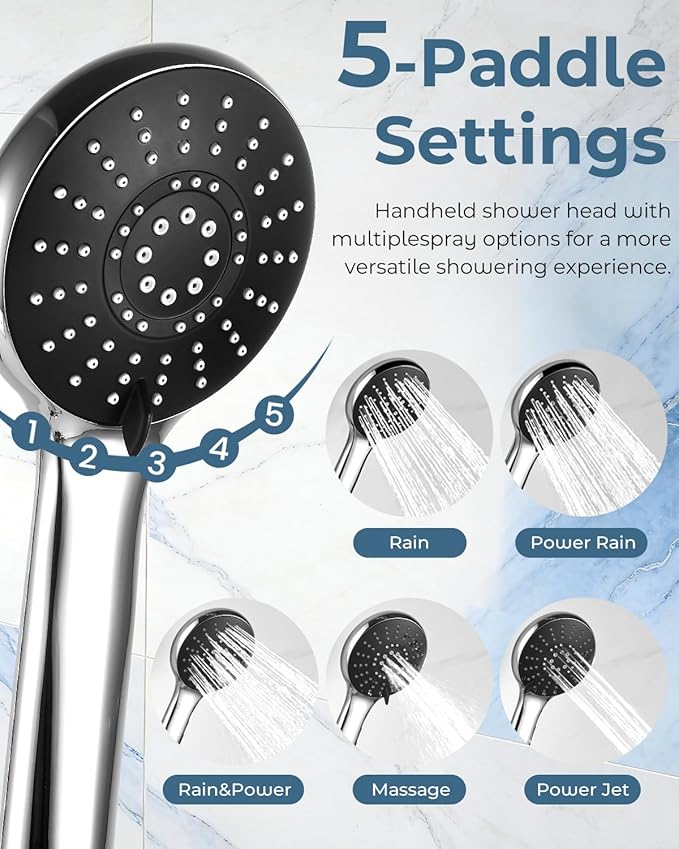 11.8" Rain Shower Head with Handheld, High Pressure Handheld Shower with Multi Spray Modes, Rainfall Combo with Metal Extension Arm, Detachable Dual Showerhead, Bathroom Decor, Chrome Silver
