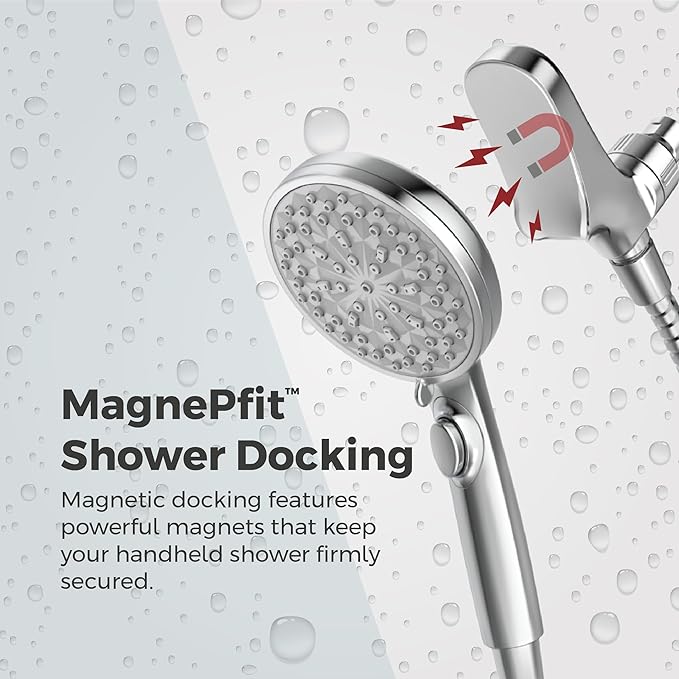 Pfister HydroFuse Handheld Shower Head, Hose Included, Magnetic Docking, 6-Function, 1.75 GPM, Polished Chrome Finish, 016WS2HFM01CC