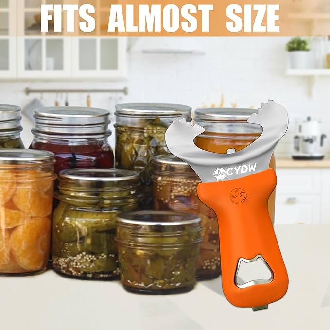 CYDW Mason Jar Opener Tool with No Lid Dents or Damage, Can Opener Manual Multi-Purpose, Easy Twist Manual Handheld Top Remover Utensil, Canning Supplies Tools and Bottle Opener, Made For Lifetime