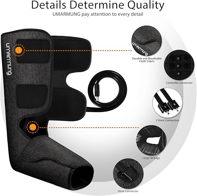 UMARMUNG Air Compression Leg Massager with Heat, Gifts for Women Men Mom Dad, Leg Foot Massager Gift for Christmas, Fathers Day, Mothers Day, Vericose Veins, Edema, Muscle Fatigue, Cramps, Swelling